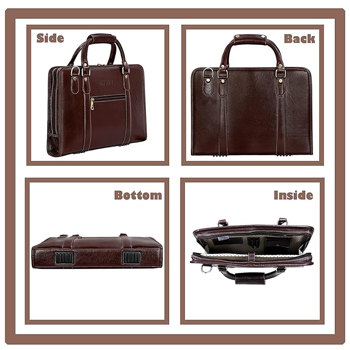 Leather Laptop Bag - Slim Basket