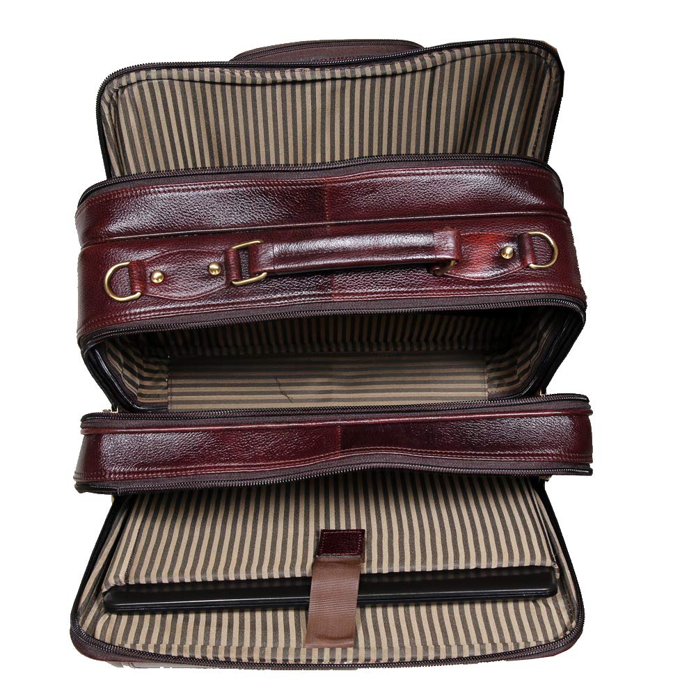 Leather Laptop Roller Trolley - Dual Roller