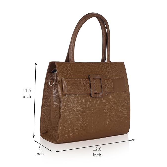 Croco Leather Handbag - Buckle Harmass