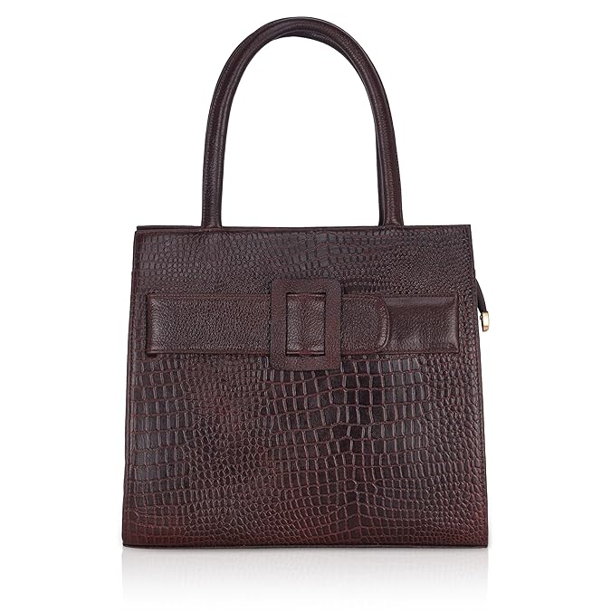 Croco Leather Handbag - Buckle Harmass