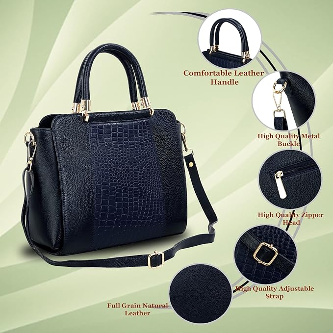 Leather Satchel Handbag - Zik Zak