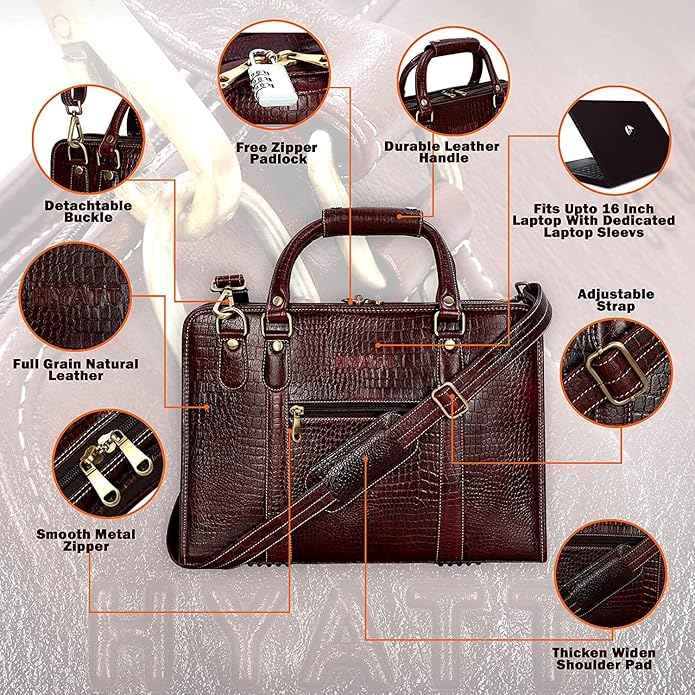 Leather Laptop Bag - Slim Basket