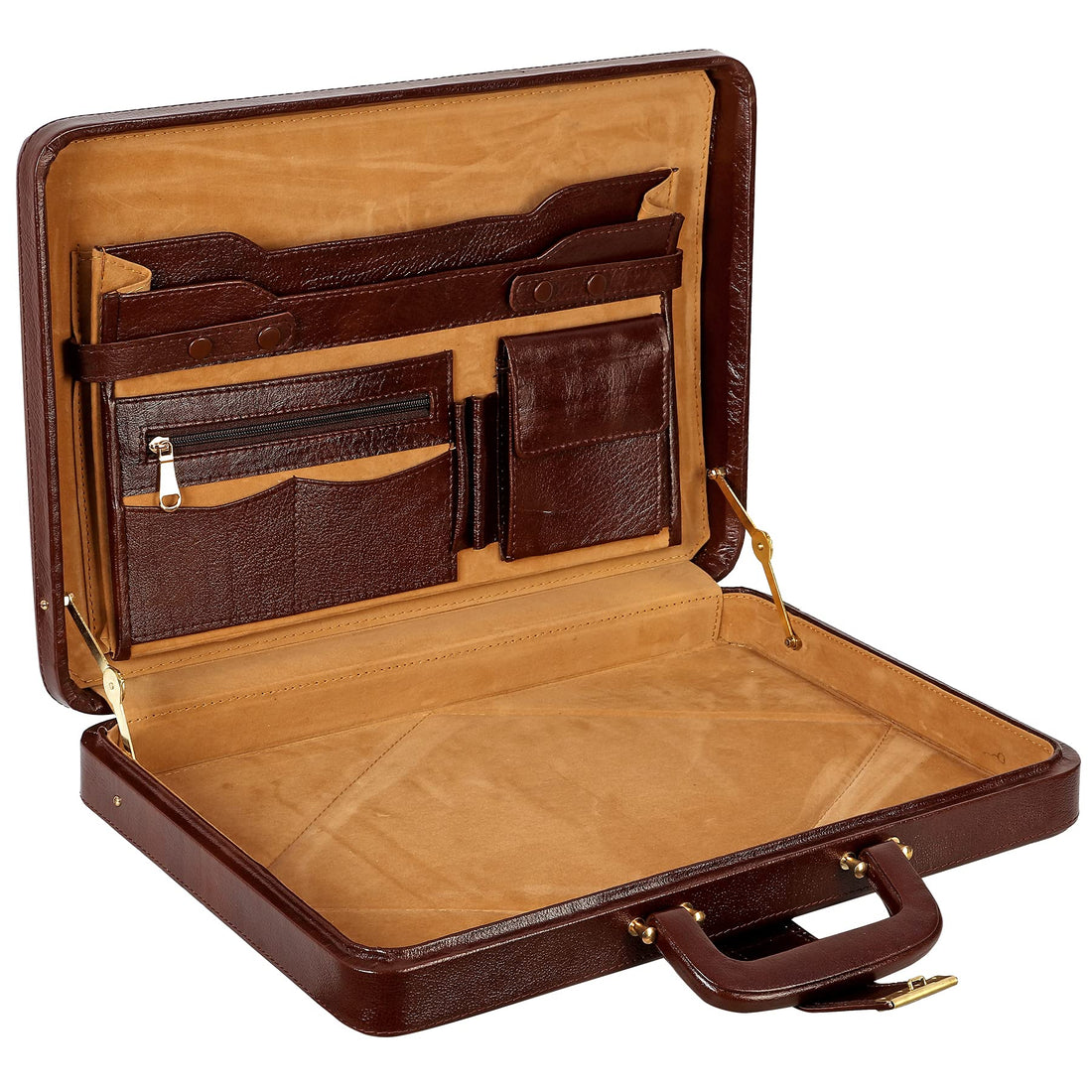 HAYAT Leather Accessories Natural Leather Briefcase for Men 24 litres Capacity Dimension-L-17 X H-12 X W-2.5 Inch Weight-1.4 KG