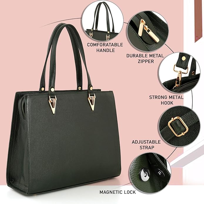 Women's Leather Handbag - Recta