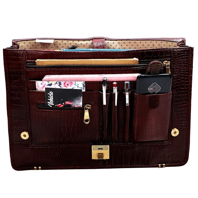 Leather Laptop Briefcase - Full Flap
