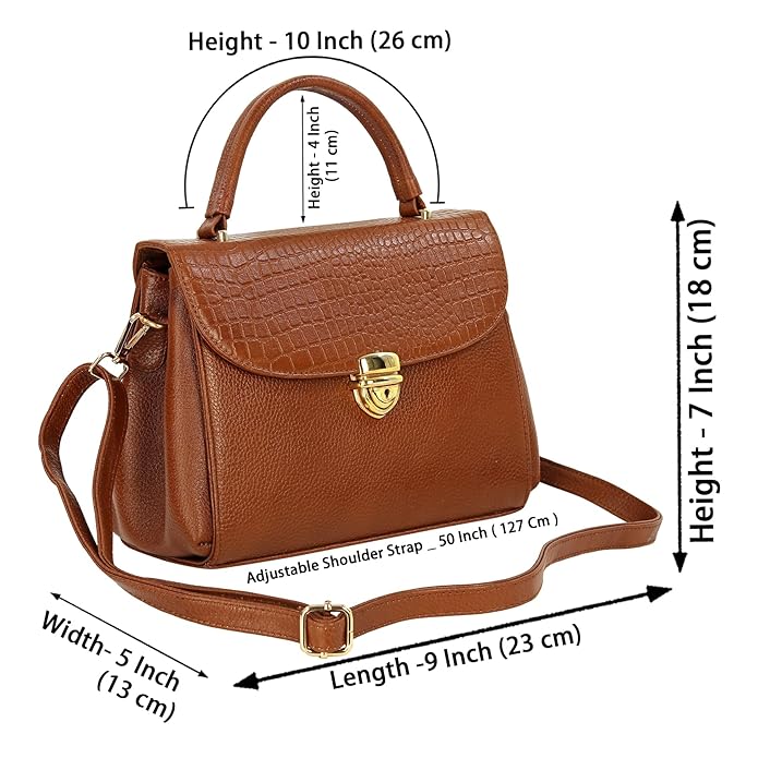 Compact Leather Handbag Bag - Push Lock