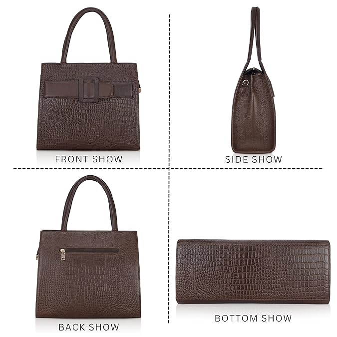 Croco Leather Handbag - Buckle Harmass