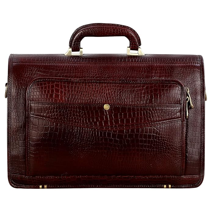 Leather Laptop Briefcase - Vertical Lock