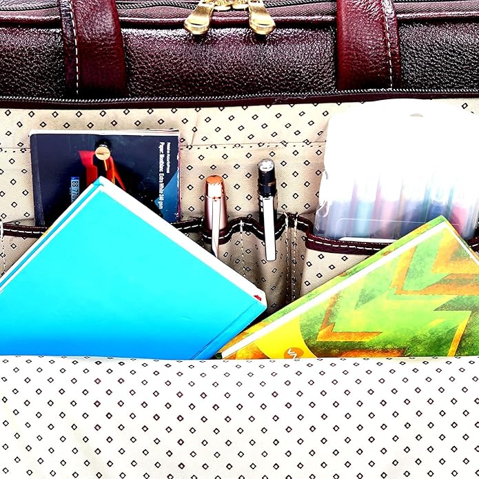 Leather Office Bag - White Trace