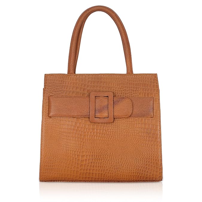 Croco Leather Handbag - Buckle Harmass