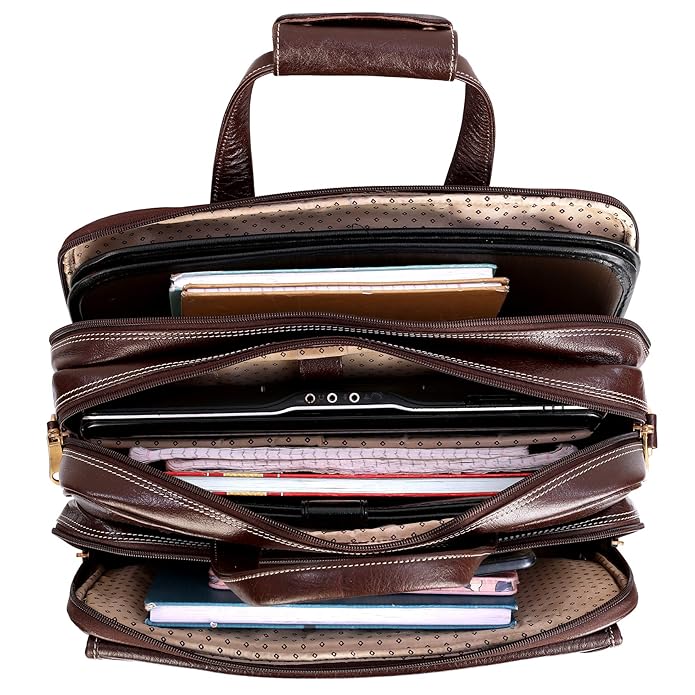 Leather Office Bag - White Trace