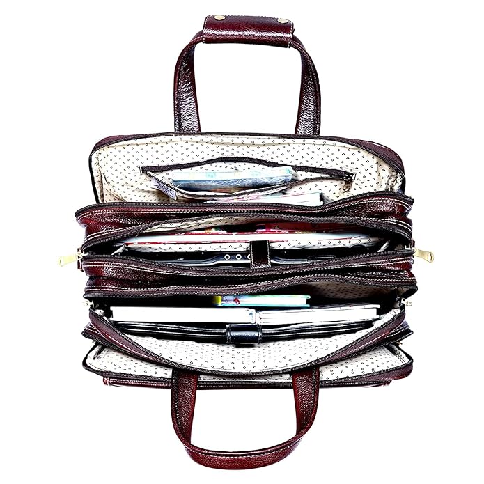 Leather Office Bag - White Trace