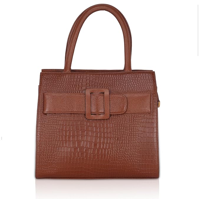 Croco Leather Handbag - Buckle Harmass