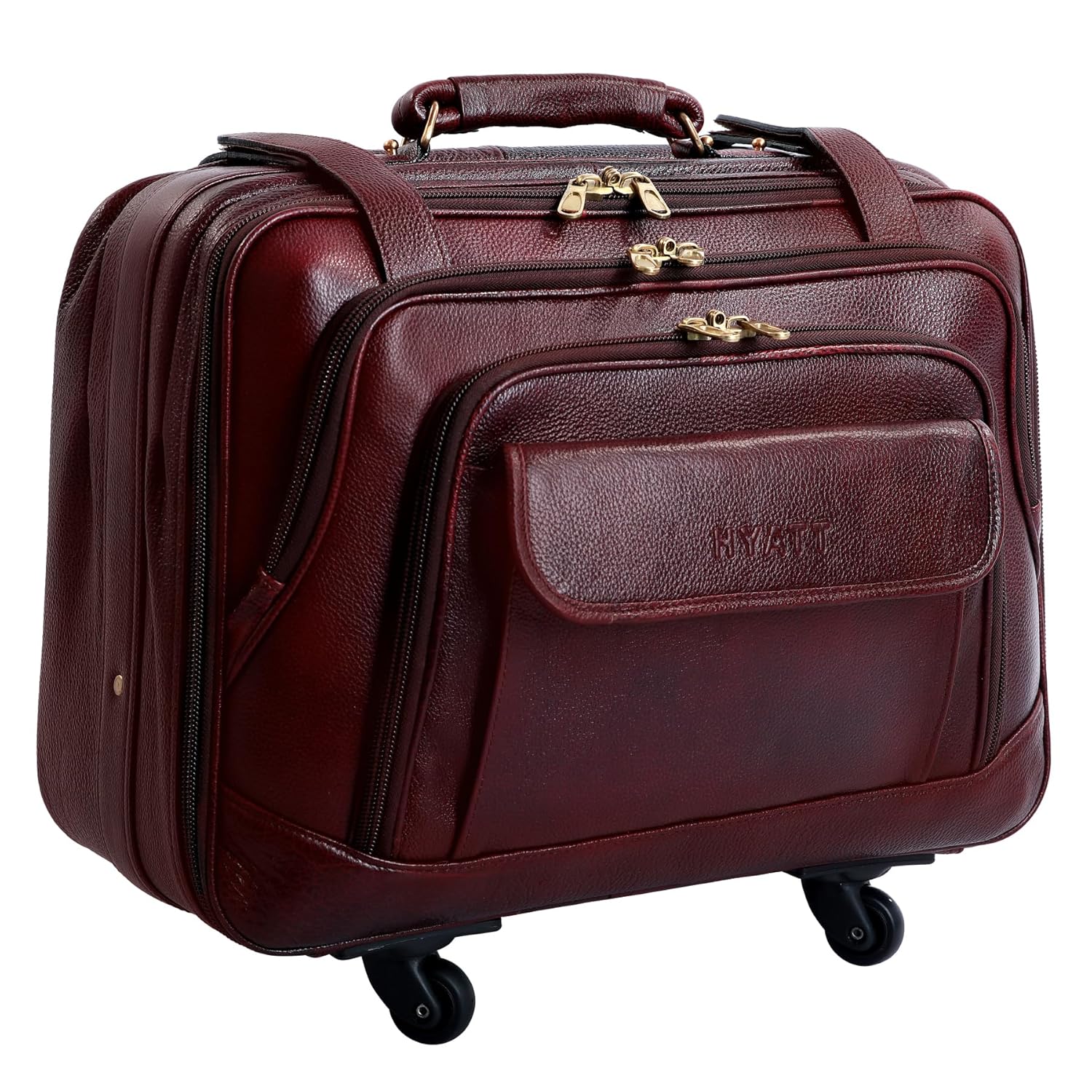 Leather Laptop Roller Trolley - The Overnighter