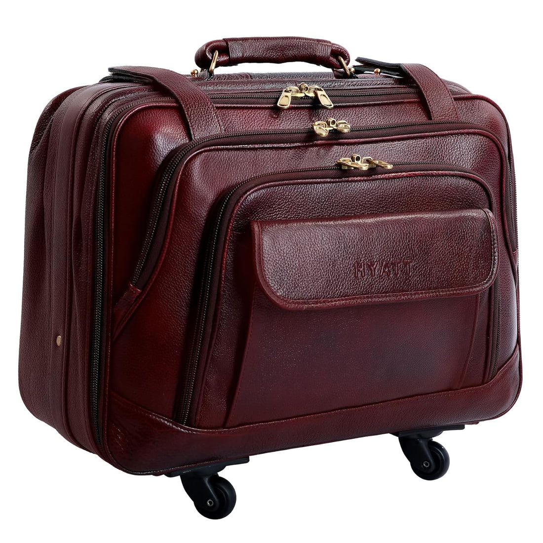 Leather Laptop Roller Trolley - The Overnighter