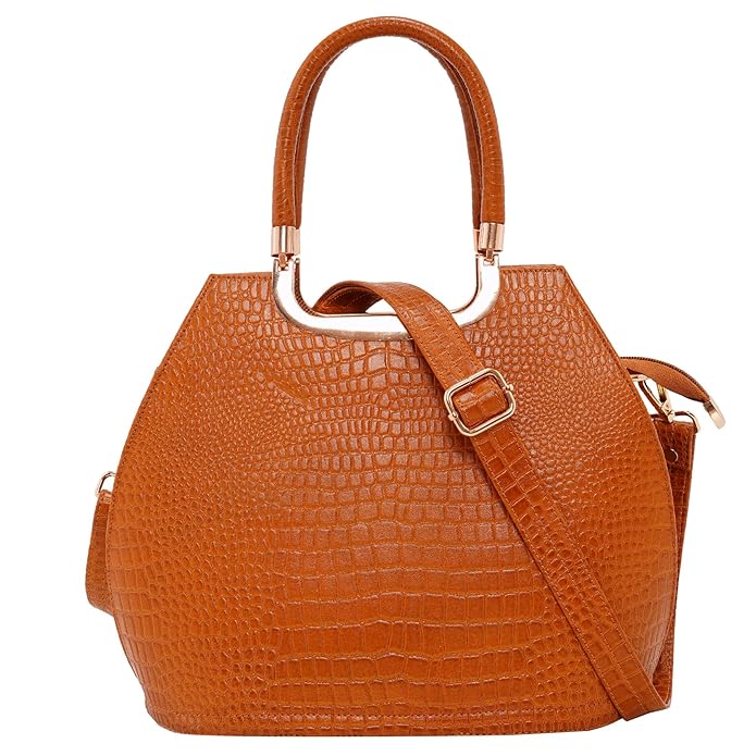Croco Leather Handbag - BUCKET