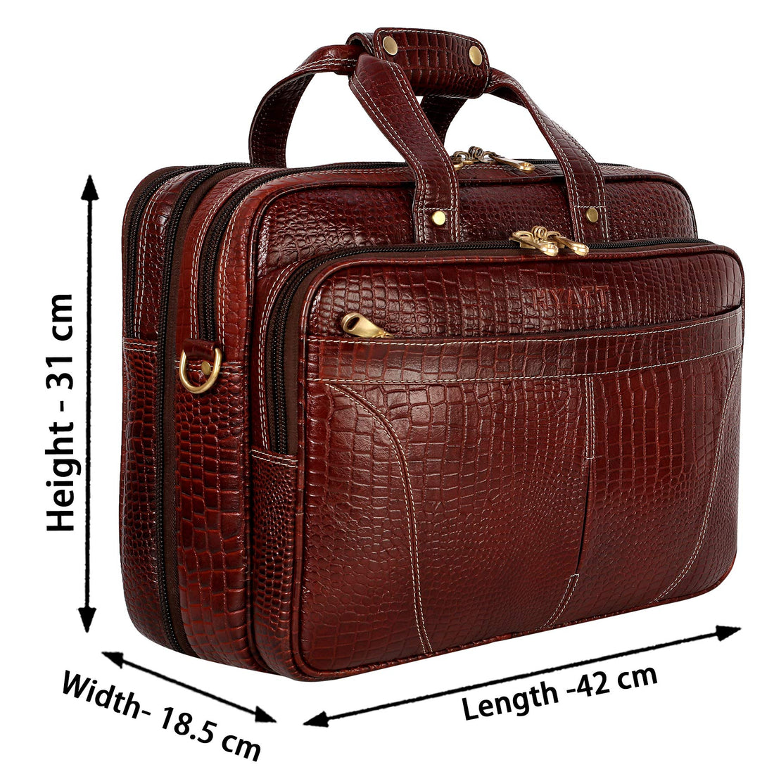 HAYAT 16 Inch Expandable Natural Leather Laptop Briefcase