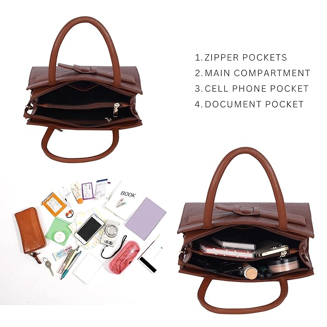 Croco Leather Handbag - Buckle Harmass