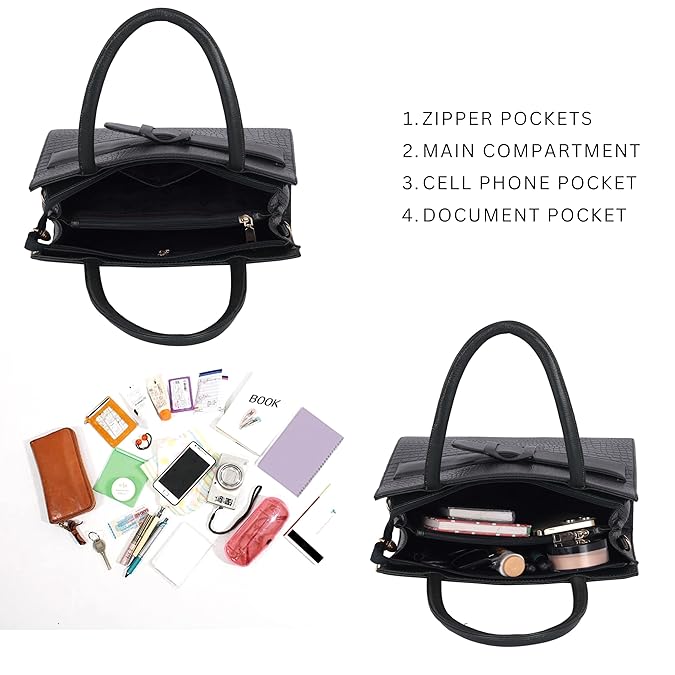 Croco Leather Handbag - Buckle Harmass