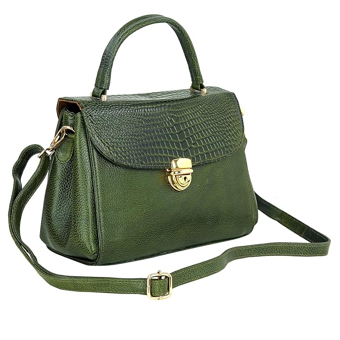 Compact Leather Handbag Bag - Push Lock