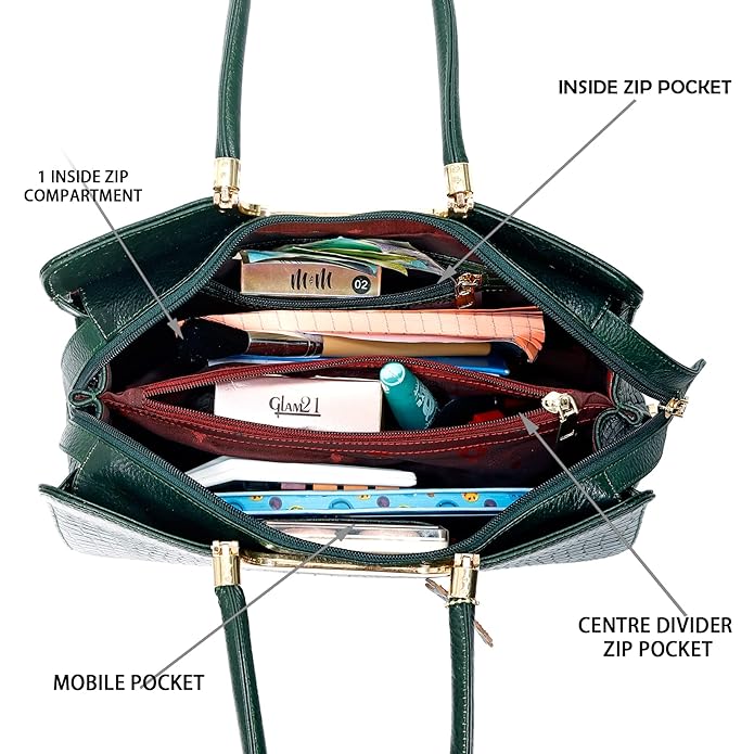 Croco Leather Handbag - The Milano