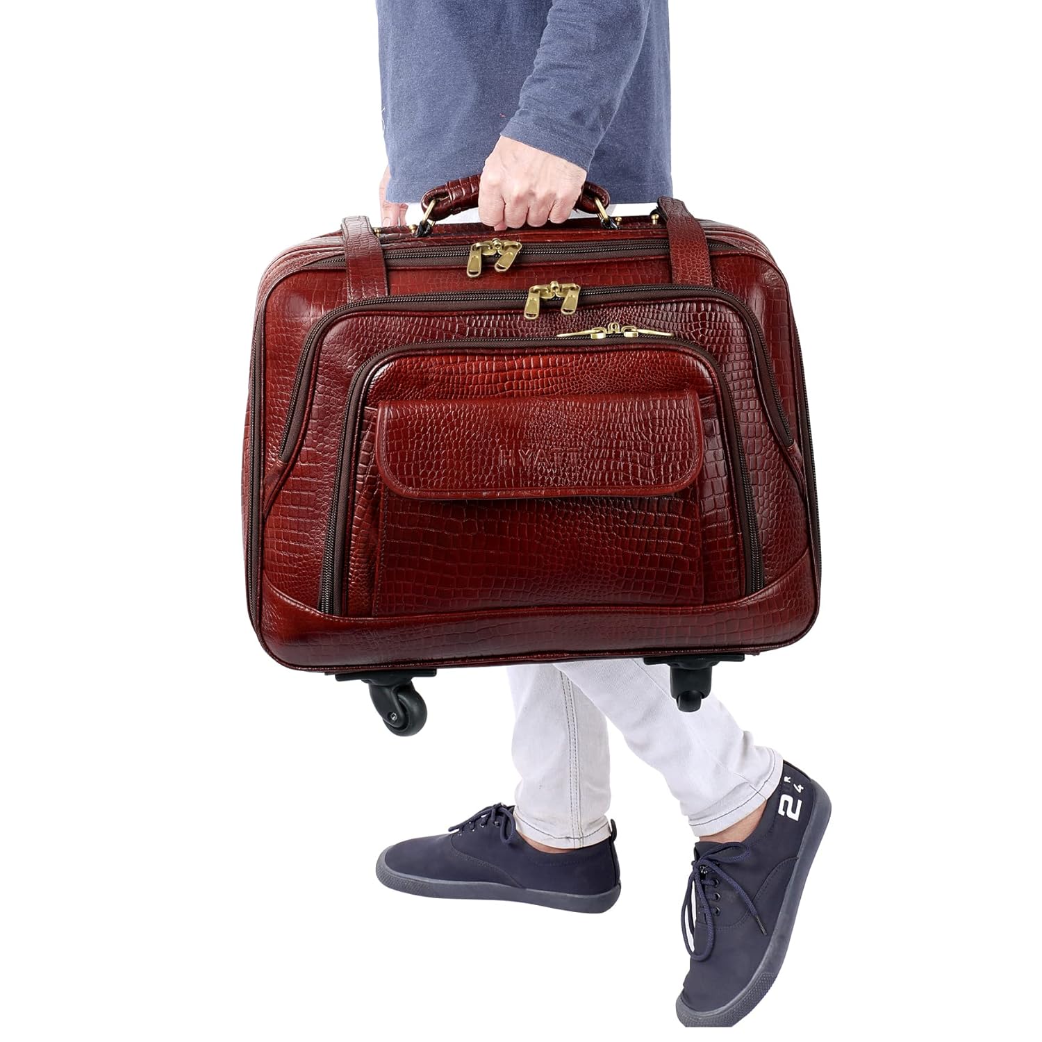 Leather Laptop Roller Trolley - The Overnighter