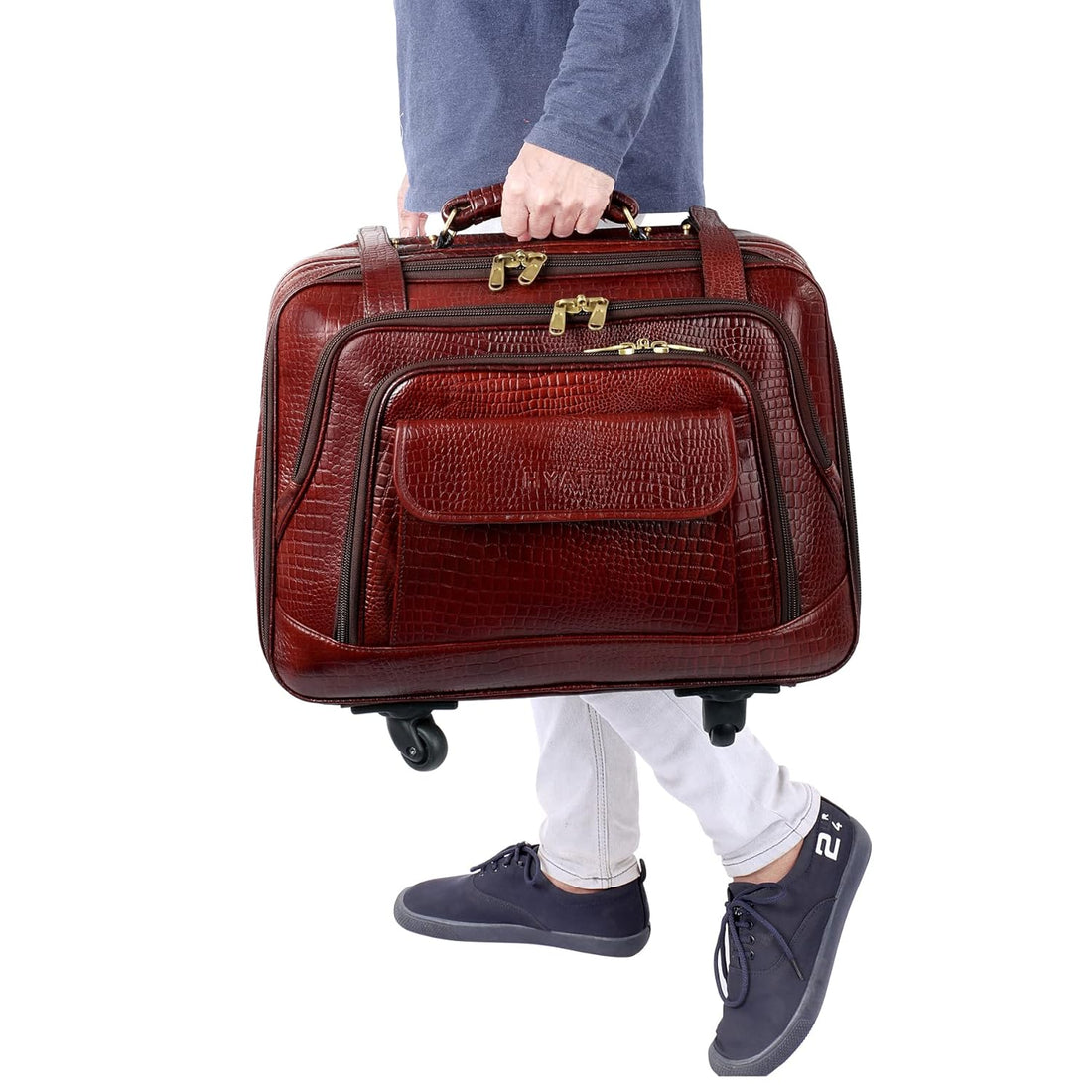 Leather Laptop Roller Trolley - The Overnighter