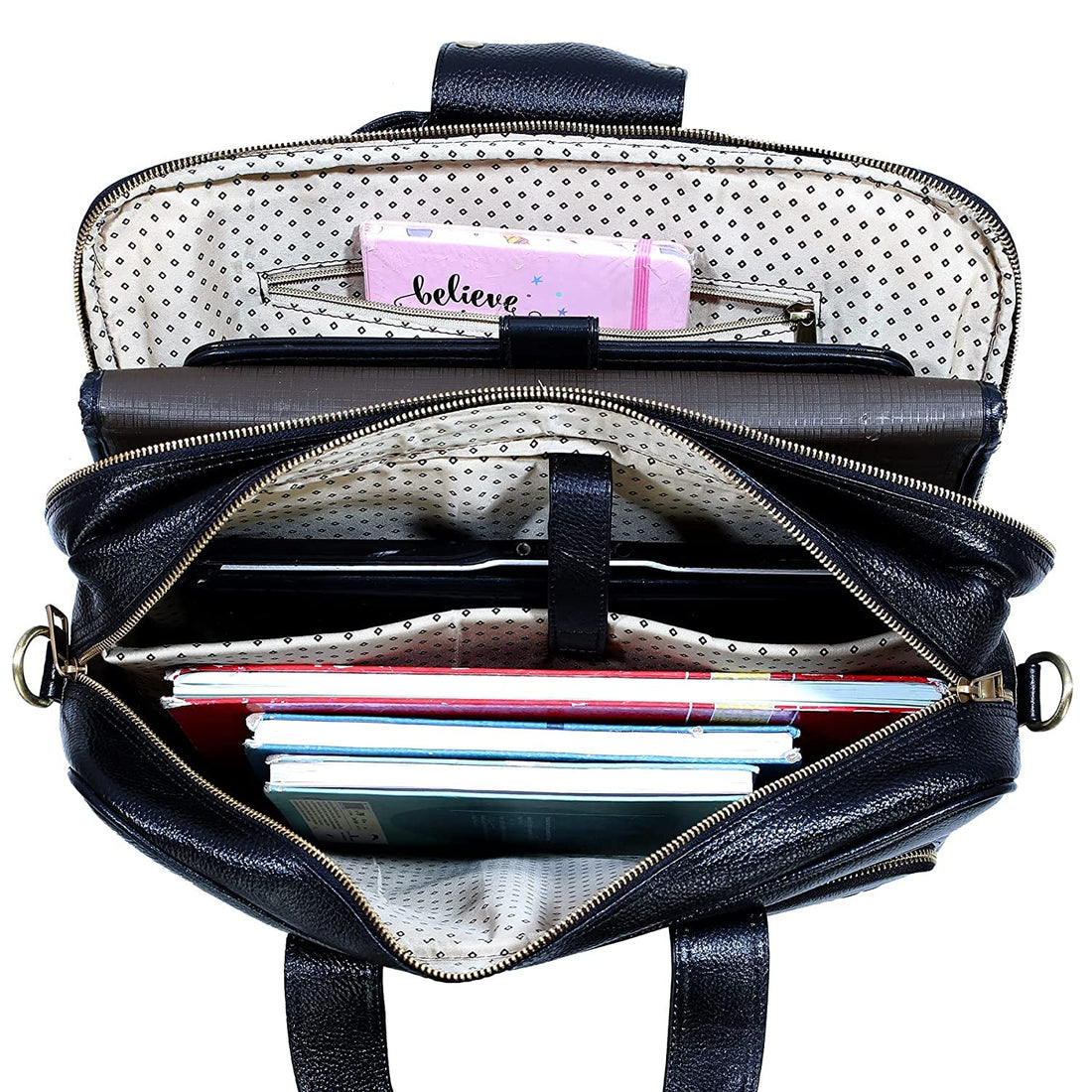 HAYAT Leather Accessories 24 litres Full Grain Natural Leather Briefcase Messenger & Shoulder Bags