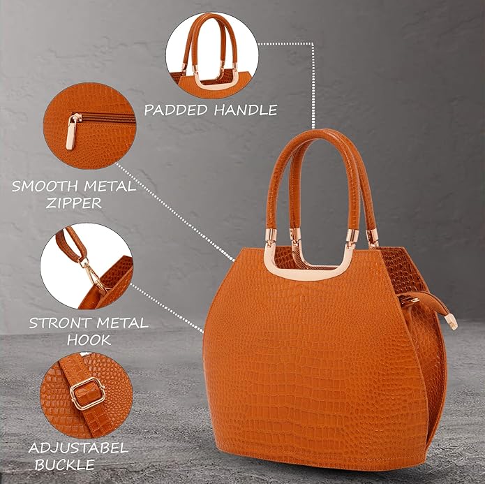 Croco Leather Handbag - BUCKET