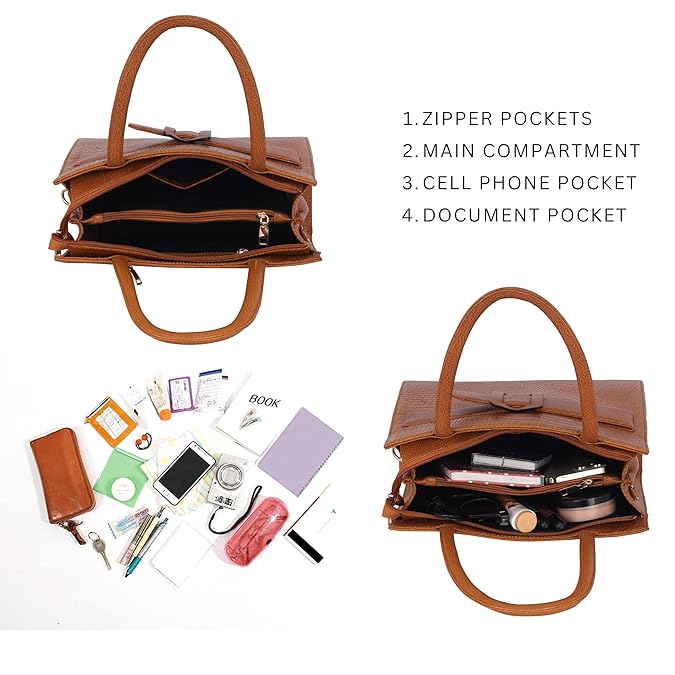 Croco Leather Handbag - Buckle Harmass