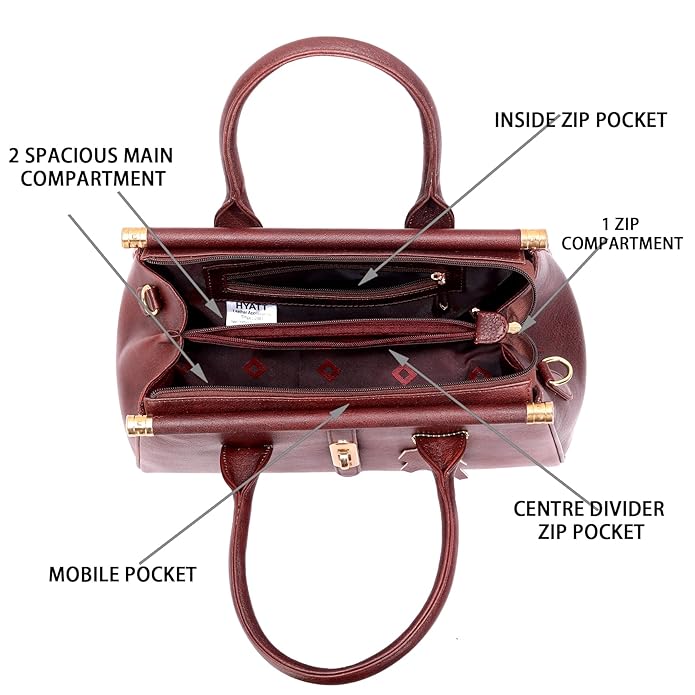 Leather Satchel Handbag - The Elegant