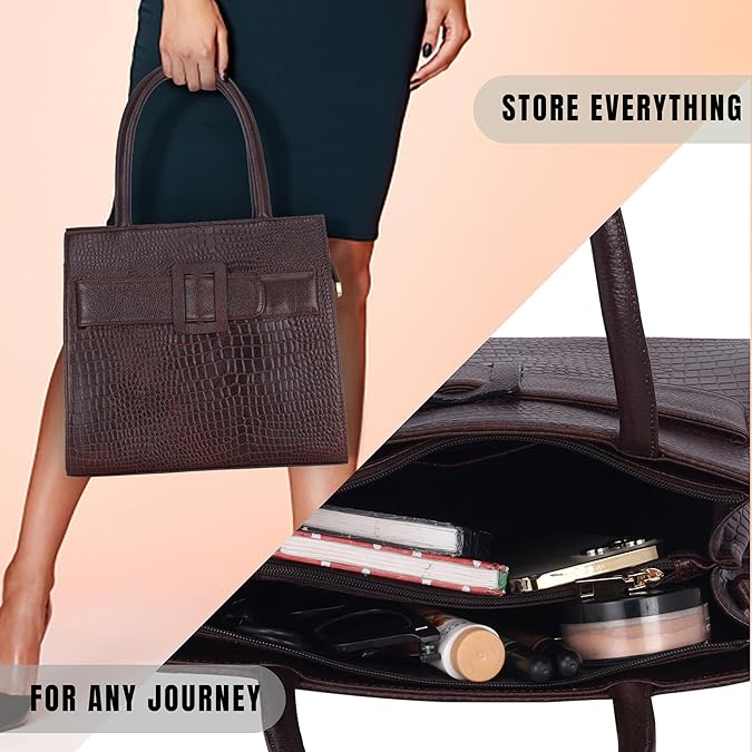 Croco Leather Handbag - Buckle Harmass