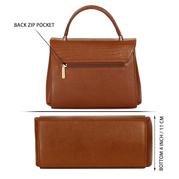 Compact Leather Handbag Bag - Push Lock