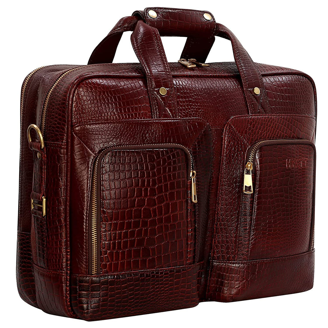 HAYAT Leather Accessories 24 litres Full Grain Natural Leather Briefcase Messenger & Shoulder Bags