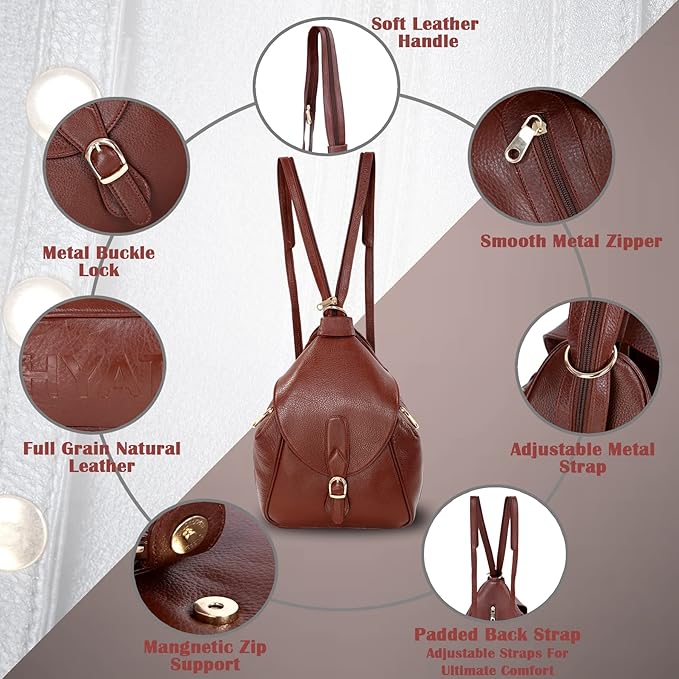 Women's Leather Backpack - 2 in 1
