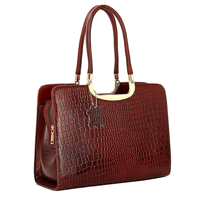 Croco Leather Handbag - The Milano