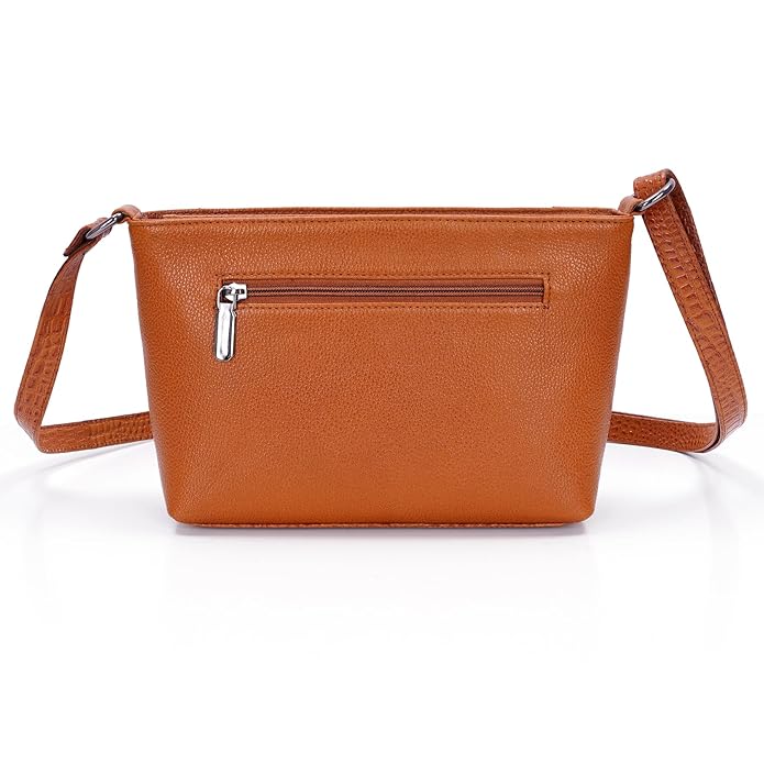 Leather Sling Bag for Women - Zip Top