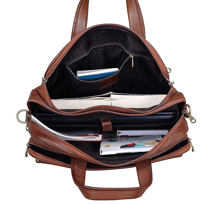 Leather Laptop Briefcase - Time Traveller