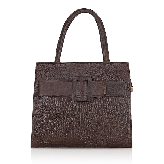 Croco Leather Handbag - Buckle Harmass