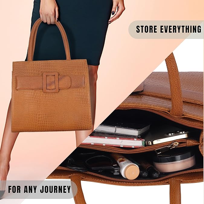 Croco Leather Handbag - Buckle Harmass