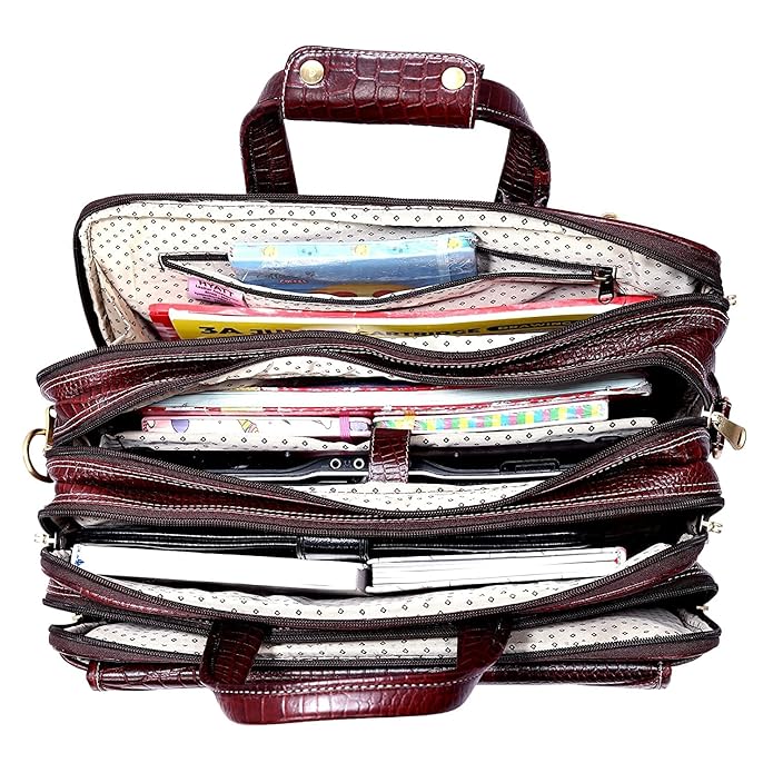 Leather Office Bag - White Trace