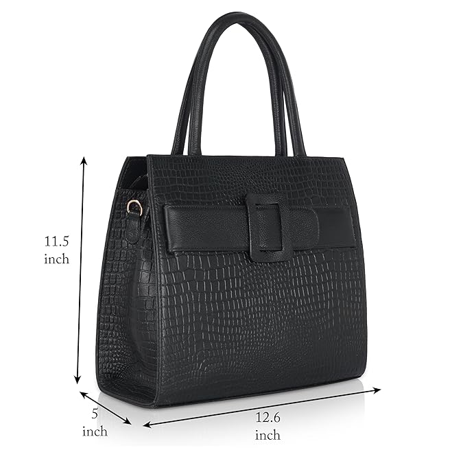 Croco Leather Handbag - Buckle Harmass