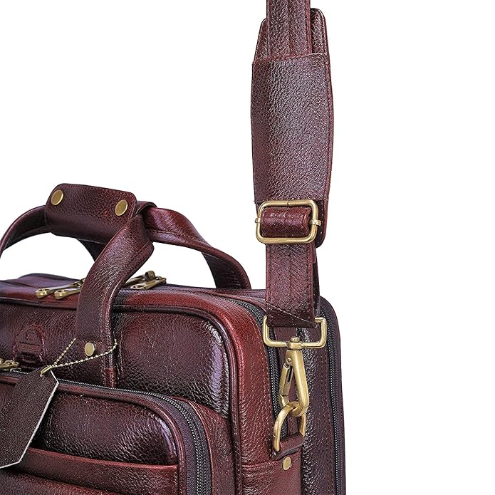 Leather Laptop Briefcase - Time Traveller
