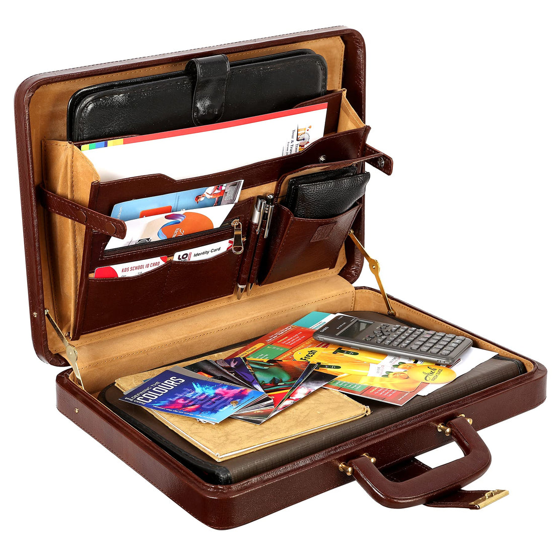 HAYAT Leather Accessories Natural Leather Briefcase for Men 24 litres Capacity Dimension-L-17 X H-12 X W-2.5 Inch Weight-1.4 KG