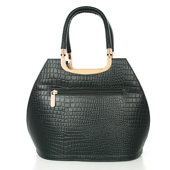 Croco Leather Handbag - BUCKET