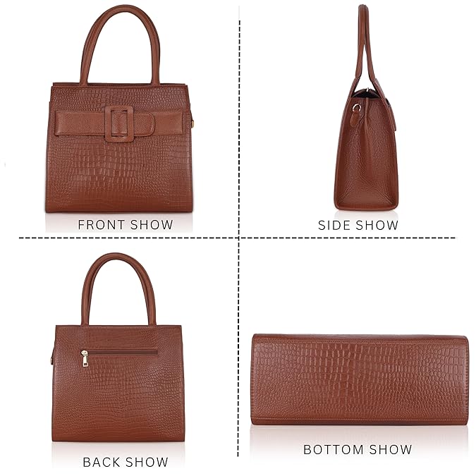 Croco Leather Handbag - Buckle Harmass