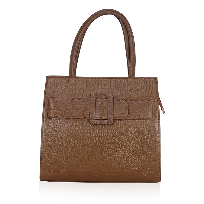 Croco Leather Handbag - Buckle Harmass