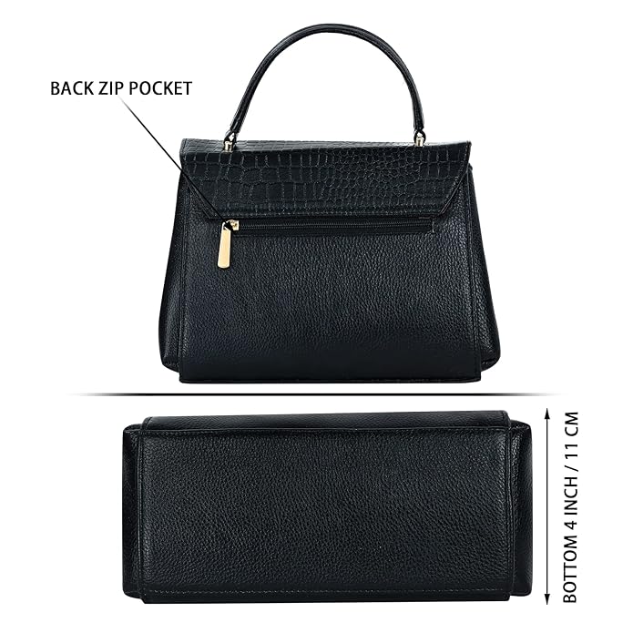 Compact Leather Handbag Bag - Push Lock