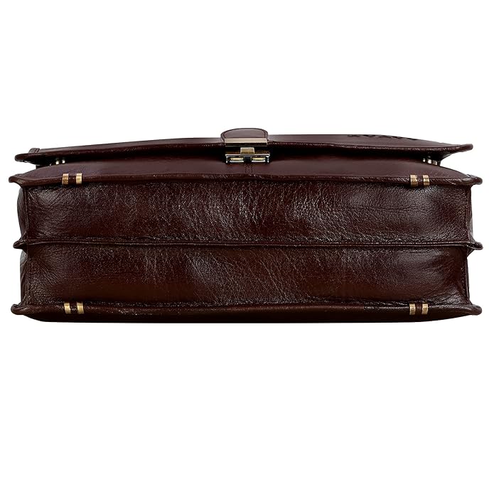 Leather Laptop Briefcase - Full Flap