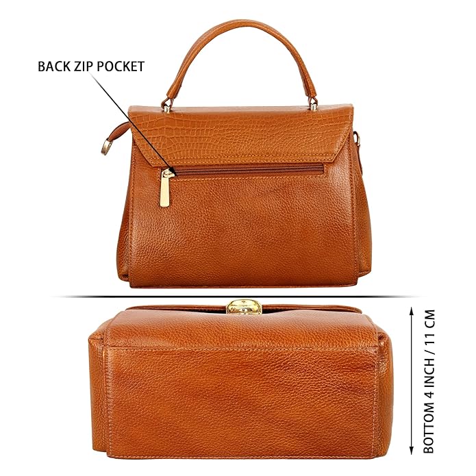 Compact Leather Handbag Bag - Push Lock